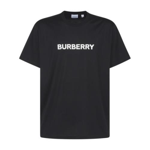 Zwart Crewneck T-shirt met Iconisch Logo Burberry , Black , Heren