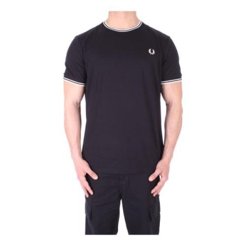 Iconisch Logo Katoenen T-shirt voor Heren Fred Perry , Black , Heren