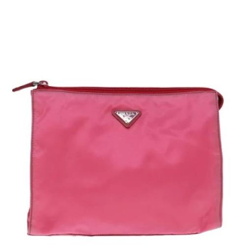 Pre-owned Nylon clutches Prada Vintage , Pink , Dames