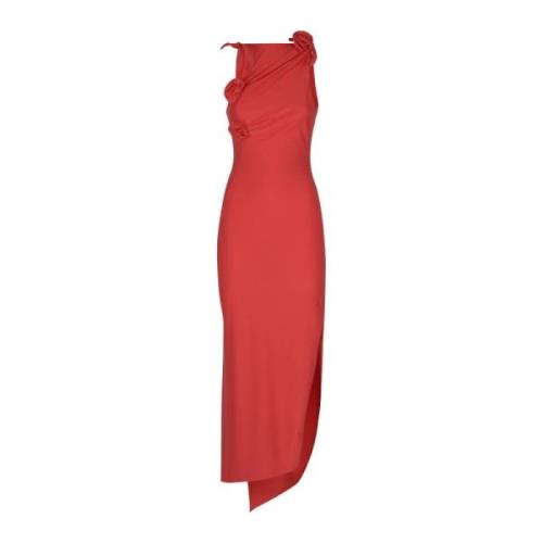 Rode Asymmetrische Bloem Jurk Coperni , Red , Dames