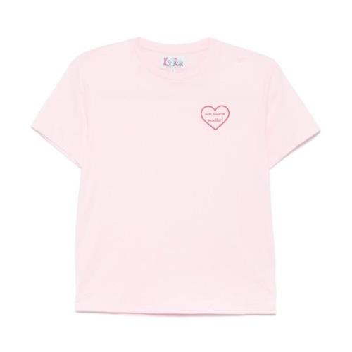 Roze Katoenen Jersey Crew Neck T-shirt MC2 Saint Barth , Pink , Dames