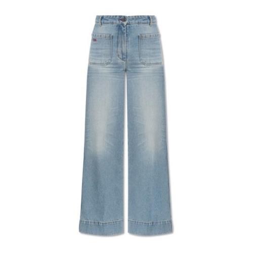 Jeans met logo Victoria Beckham , Blue , Dames