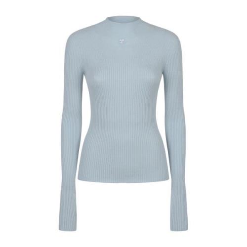 Rib Mockneck Sweater Courrèges , Blue , Dames