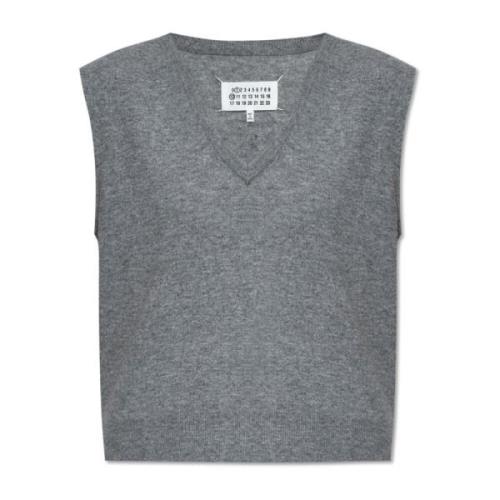 Wollen vest met V-hals Maison Margiela , Gray , Dames