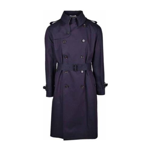 Blauwe Katoenen Double-Breasted Trenchcoat Aquascutum , Blue , Heren