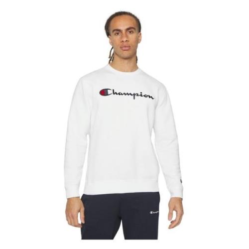 Wit Geborduurd Logo Crewneck Sweatshirt Champion , White , Heren