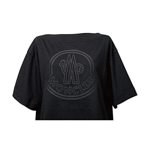 Casual Katoenen T-shirt Moncler , Black , Dames