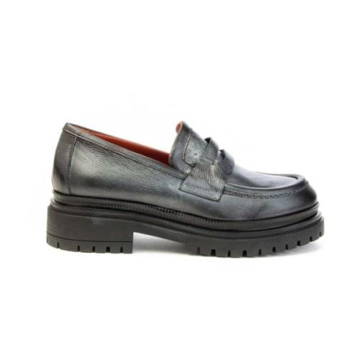 Leren Loafer met 4,5 cm Hak Mjus , Gray , Dames