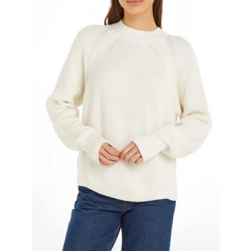 Ivory Loose Fit Ribbed Sweater Calvin Klein Jeans , Beige , Dames