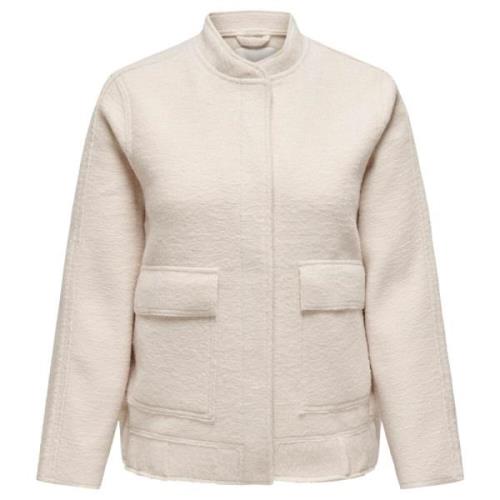 Boucle Bomber Jack Moonbeam Beige Only Carmakoma , Beige , Dames