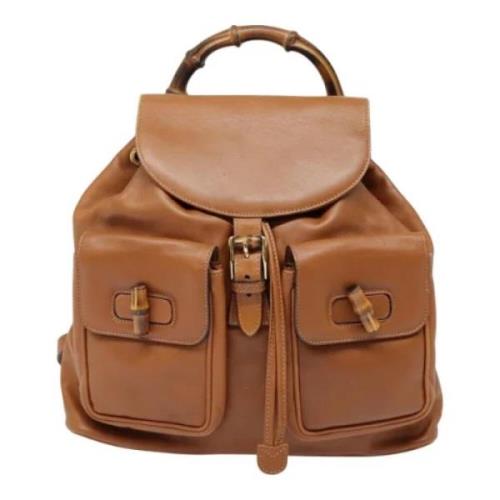 Pre-owned Leather backpacks Gucci Vintage , Brown , Dames