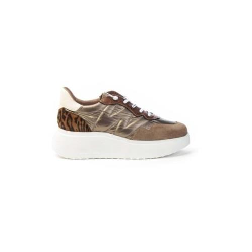 Suède en Stof Sneakers Vrouwen Wonders , Brown , Dames