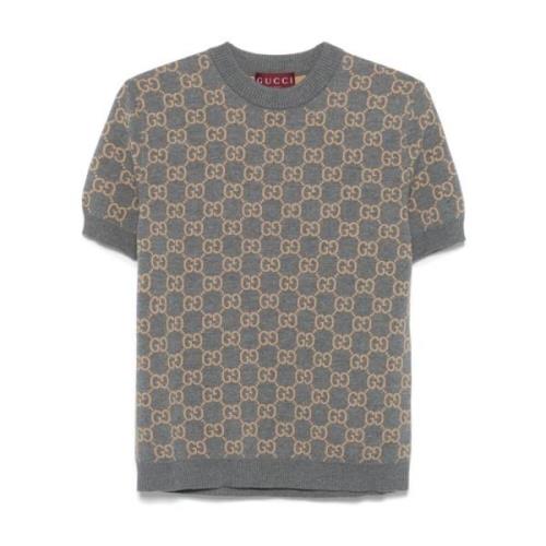 Omkeerbare Wollen Gebreide Trui Gucci , Gray , Dames