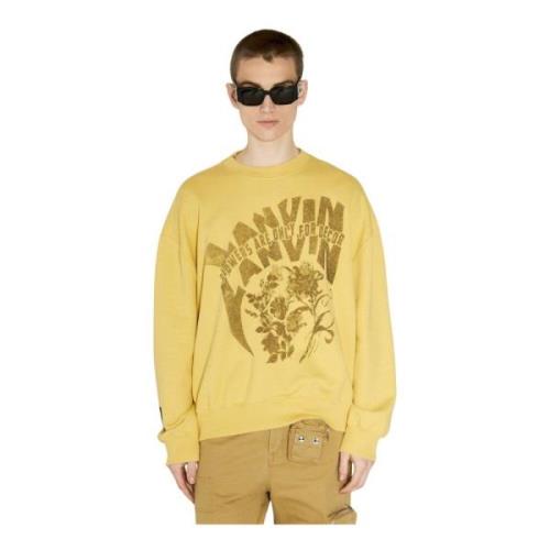 Katoenen Fleece Logo Print Sweatshirt Lanvin , Yellow , Heren