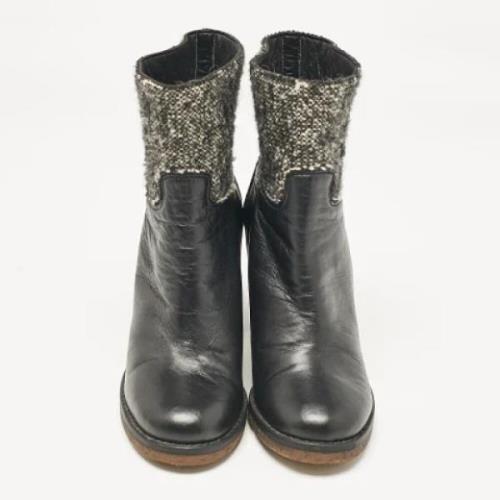 Pre-owned Leather boots Chanel Vintage , Black , Dames