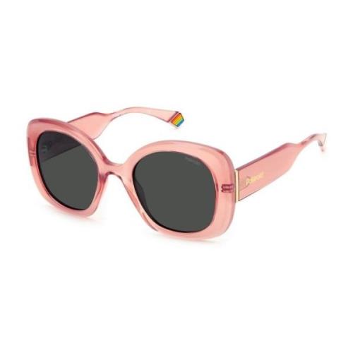 Roze Metalen Zonnebril met Grijs Glas Polaroid , Pink , Dames