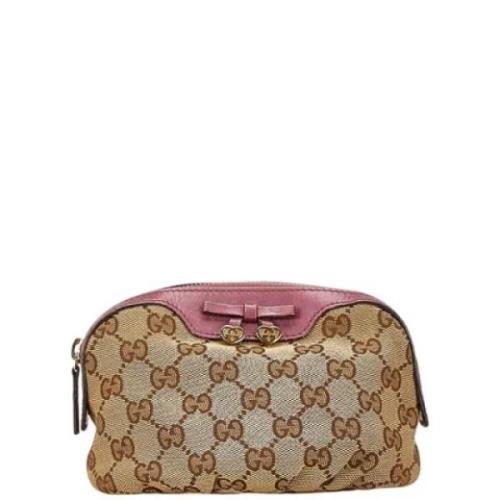 Pre-owned Canvas pouches Gucci Vintage , Beige , Dames