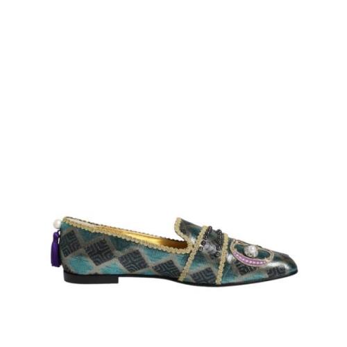 Bloem Jacquard Loafers Leren Zool Dolce & Gabbana , Multicolor , Dames