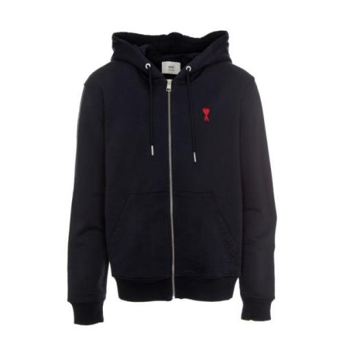 Gebreide Half-Zip Trui met Opstaande Kraag Ami Paris , Blue , Heren