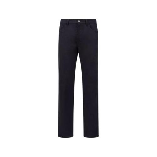 Navy Katoenen Broek Elegante Stijl Moncler , Blue , Heren