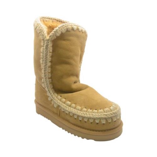 Beige Bontgevoerde Wollen Laarzen Mou , Beige , Dames