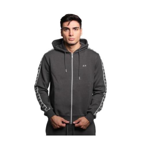 Zwarte hoodie met logodetails Sun68 , Gray , Heren