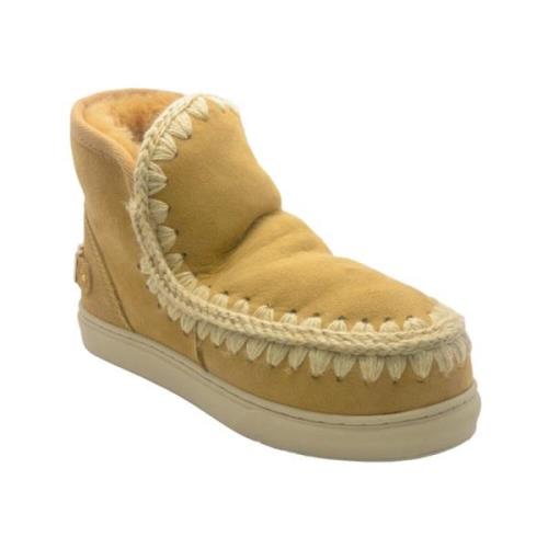 Beige Eskimo Sneaker met Metallic Logo Mou , Beige , Dames