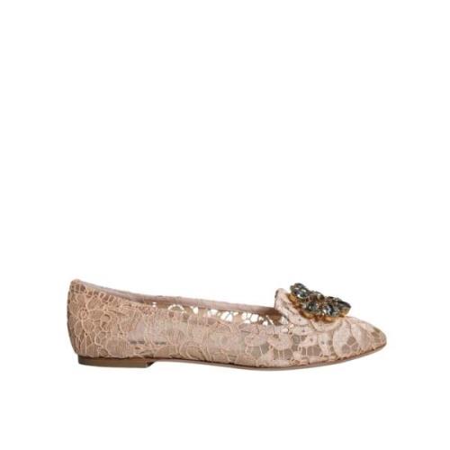 Kristallen Ballet Flats Beige Italië Dolce & Gabbana , Beige , Dames