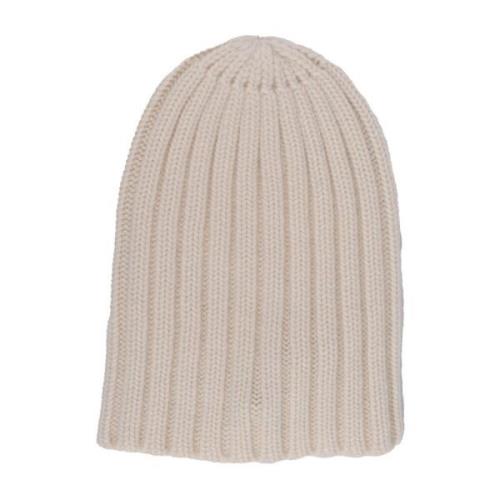 Geribbelde Cashmere Unisex Hoed Laneus , Beige , Dames