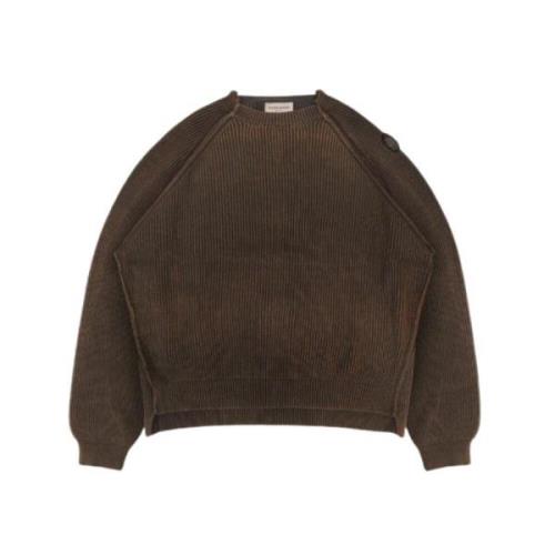 Geribbelde Crewneck Trui in Zwart Untitled Artworks , Brown , Heren