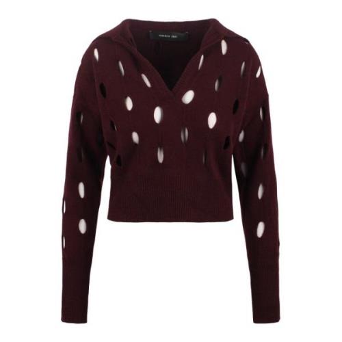 Geperforeerde Intarsio Sweater met Polokraag Federica Tosi , Red , Dam...