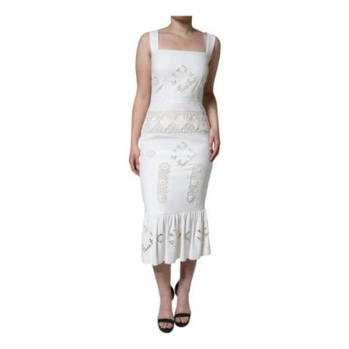 Witte Kant Sheath Midi Jurk Dolce & Gabbana , White , Dames