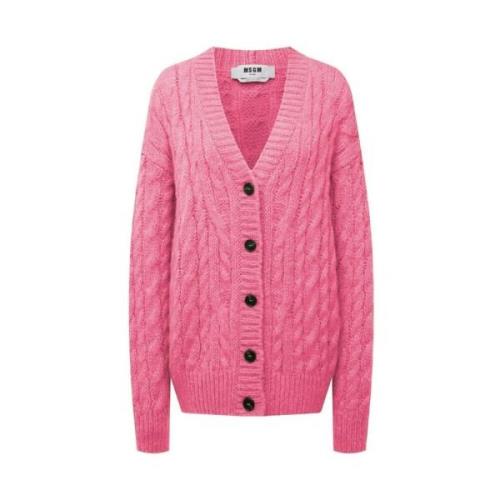 Roze Acryl V-hals Trui Msgm , Pink , Unisex