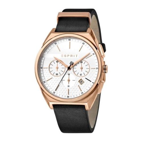 Roze Leren Quartz Analoog Horloge Esprit , Black , Heren