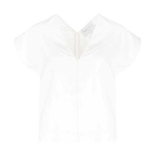 Beige V-hals Blouse Forte Forte , White , Dames