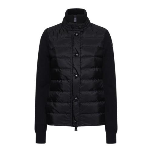 Zwart Wol Gewatteerd Donsvest Moncler , Black , Dames