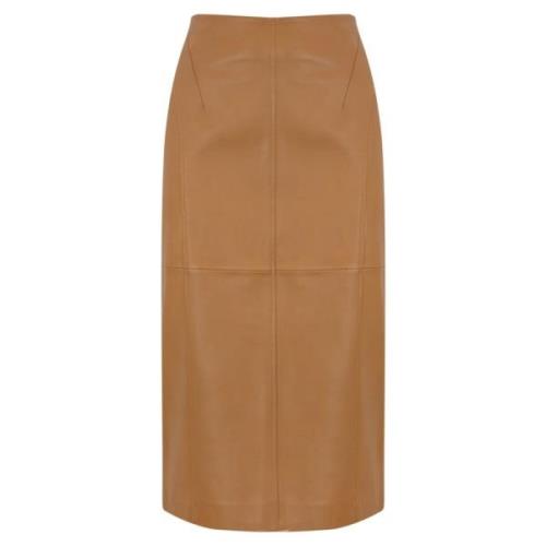 Leren kokerrok Karamelbruin Max Mara Studio , Brown , Dames