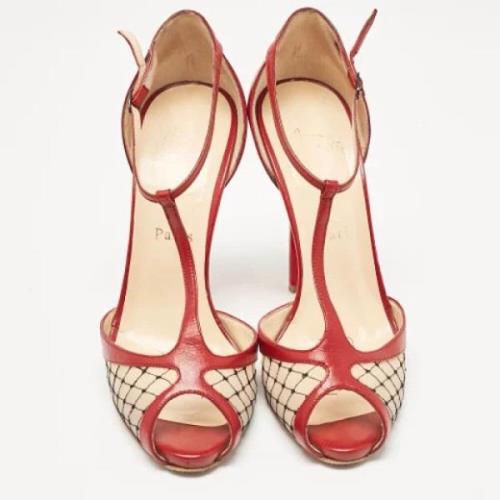 Pre-owned Leather sandals Christian Louboutin Pre-owned , Red , Dames