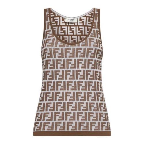 Stijlvolle T-shirts en Polos Fendi , Brown , Dames