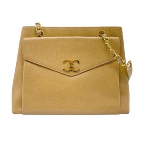 Pre-owned Leather shoulder-bags Chanel Vintage , Beige , Dames