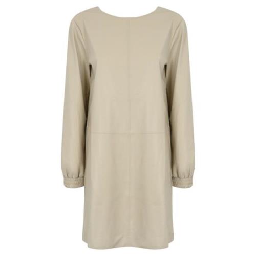 Korte Jersey Jurk Lange Mouwen Max Mara , Beige , Dames