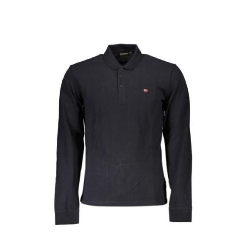 Zwart Katoenen Polo met Lange Mouwen Napapijri , Black , Heren