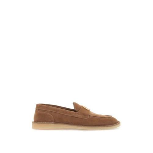 Suede Leather Moccas Loafers Dolce & Gabbana , Brown , Dames