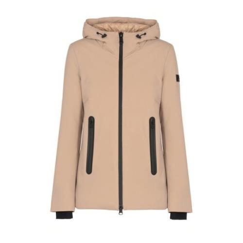 Beige Gewatteerd Jack met Capuchon Peuterey , Beige , Dames