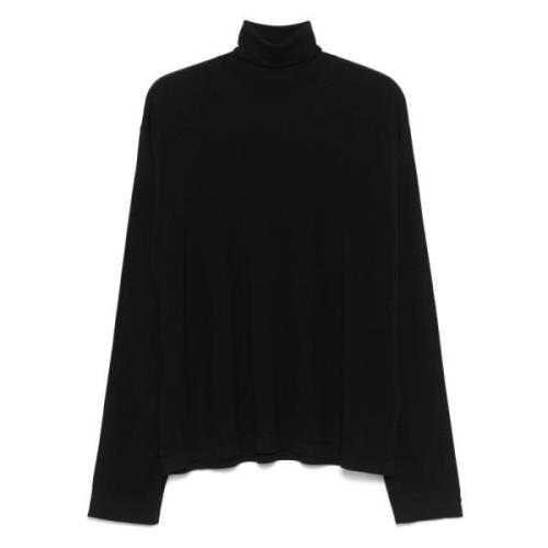 Luxe Zwarte Wol Roll Neck Top The Row , Black , Heren