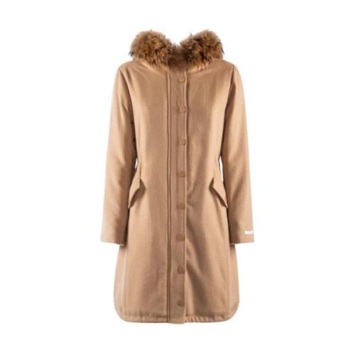 Wollen gewatteerde parka met capuchon Nenette , Brown , Dames