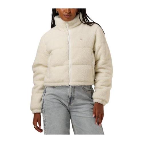 Witte Teddy Essential Puffer Jas Tommy Jeans , White , Dames