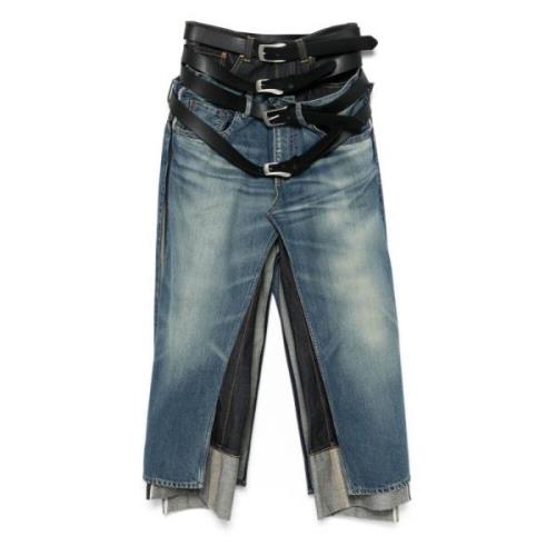 Midnight Blue Wide-Leg Denim Broek Junya Watanabe , Blue , Dames