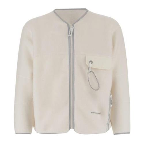 Wollen V-hals Rits Sweater And Wander , White , Heren