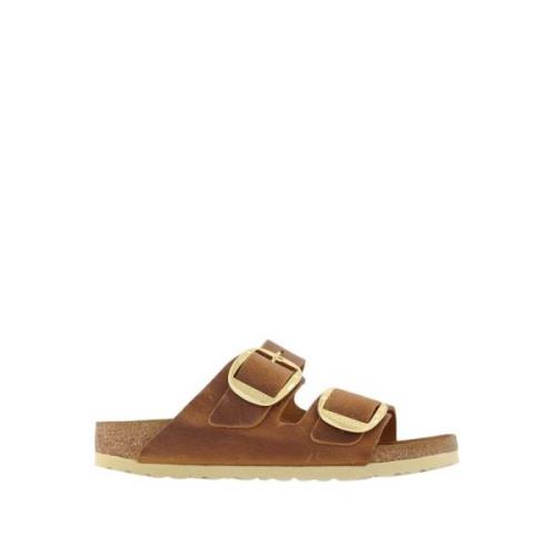 Leren Muiltje met Grote Gesp Birkenstock , Brown , Heren